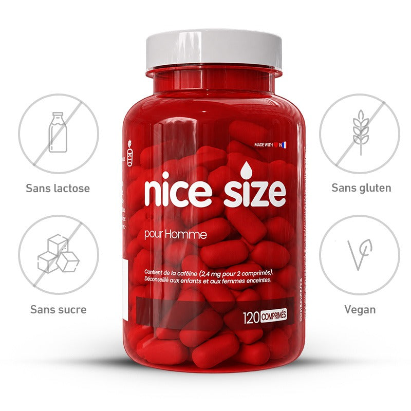Nice Size - Fermeté, Tonus & Résistance Masculine - Format XL (120 Comprimés)